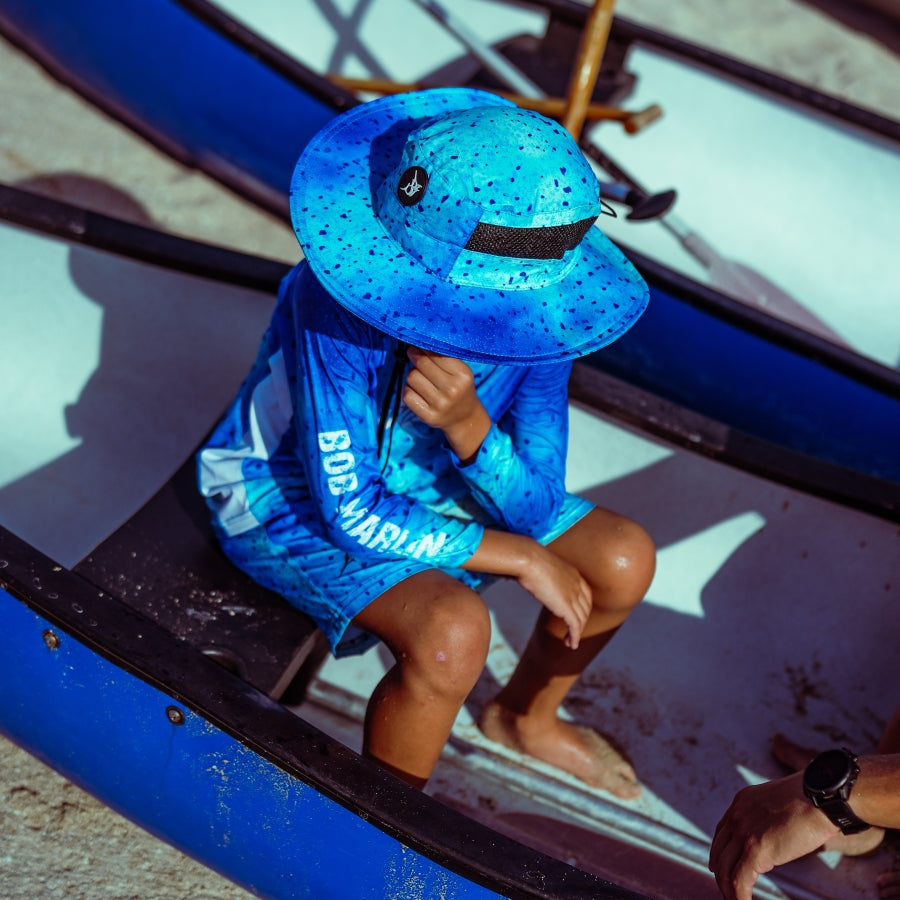 blue fishing hat
